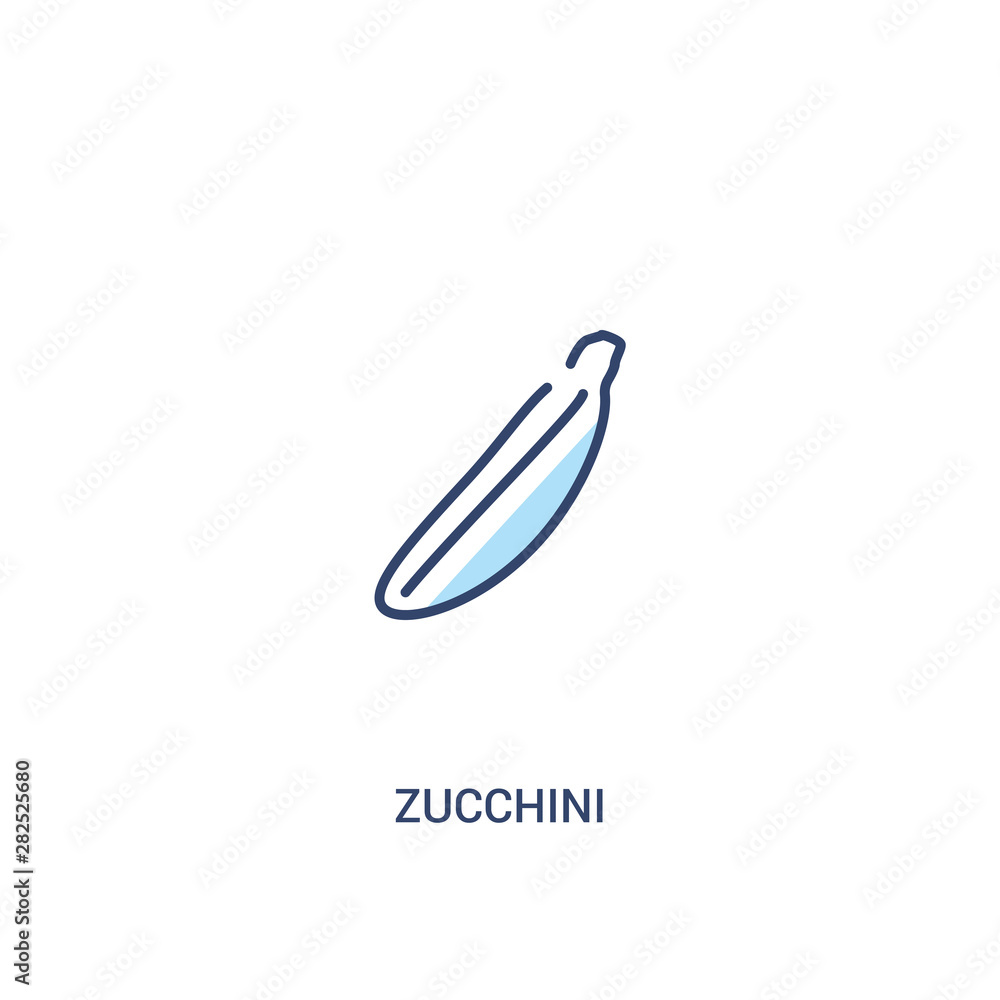 Poster zucchini concept 2 colored icon. simple line element illustration. outline blue zucchini symbol. can