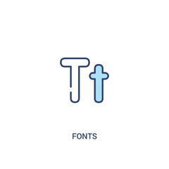 fonts concept 2 colored icon. simple line element illustration. outline blue fonts symbol. can be used for web and mobile ui/ux.