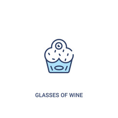 glasses of wine concept 2 colored icon. simple line element illustration. outline blue glasses of wine symbol. can be used for web and mobile ui/ux.