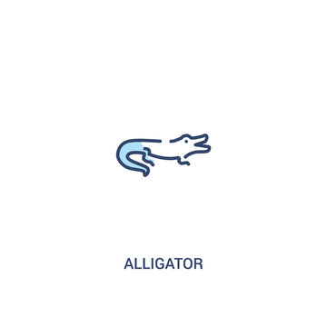 alligator concept 2 colored icon. simple line element illustration. outline blue alligator symbol. can be used for web and mobile ui/ux.