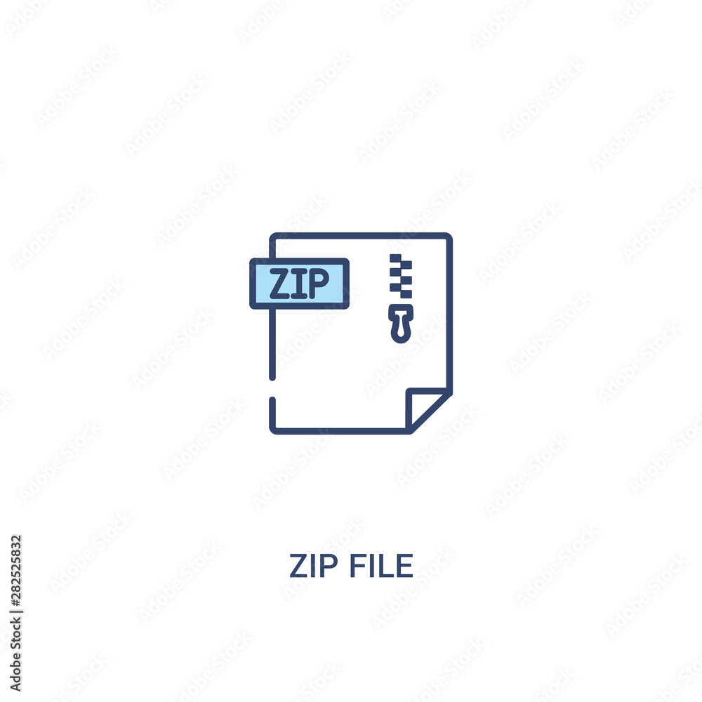Poster zip file concept 2 colored icon. simple line element illustration. outline blue zip file symbol. can