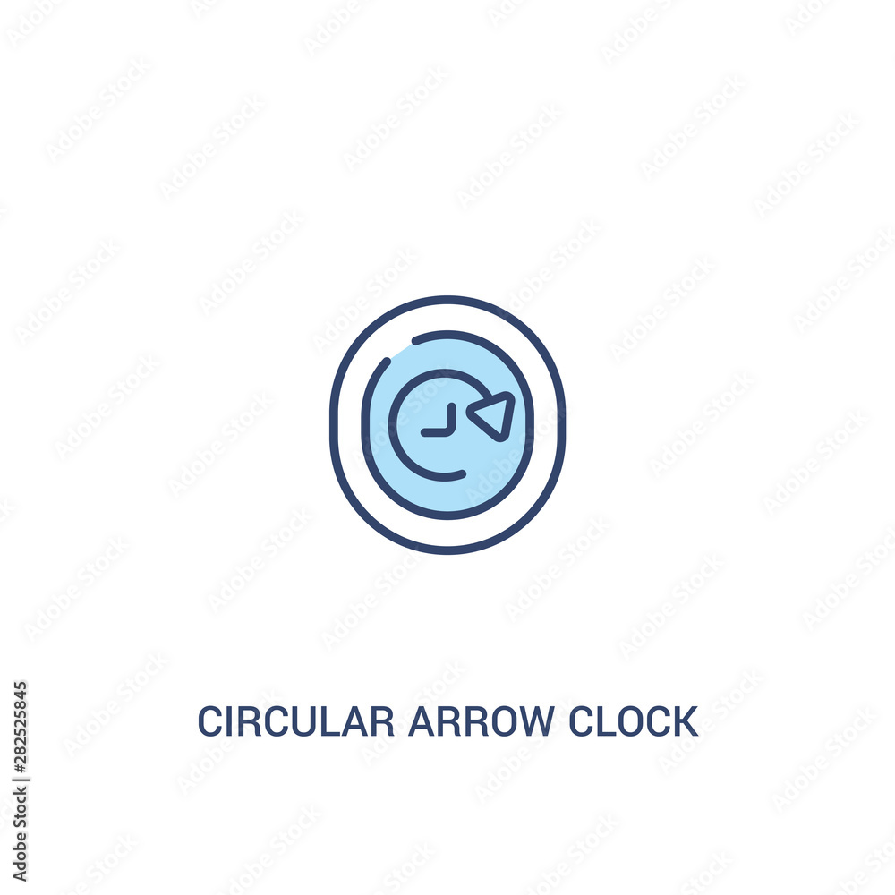Poster circular arrow clock concept 2 colored icon. simple line element illustration. outline blue circular