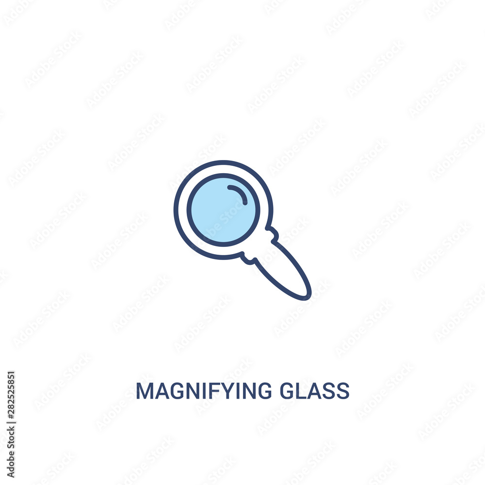 Poster magnifying glass search button concept 2 colored icon. simple line element illustration. outline blu