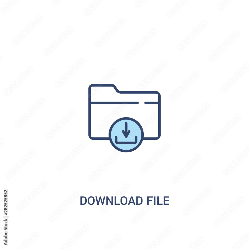 Aufkleber download file concept 2 colored icon. simple line element illustration. outline blue download file s