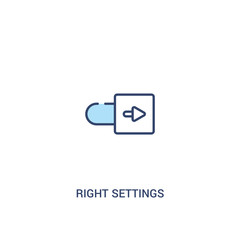 right settings concept 2 colored icon. simple line element illustration. outline blue right settings symbol. can be used for web and mobile ui/ux.