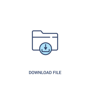download file concept 2 colored icon. simple line element illustration. outline blue download file symbol. can be used for web and mobile ui/ux.