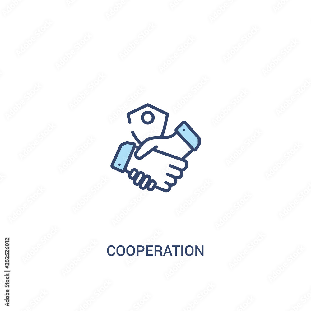 Aufkleber cooperation concept 2 colored icon. simple line element illustration. outline blue cooperation symbo