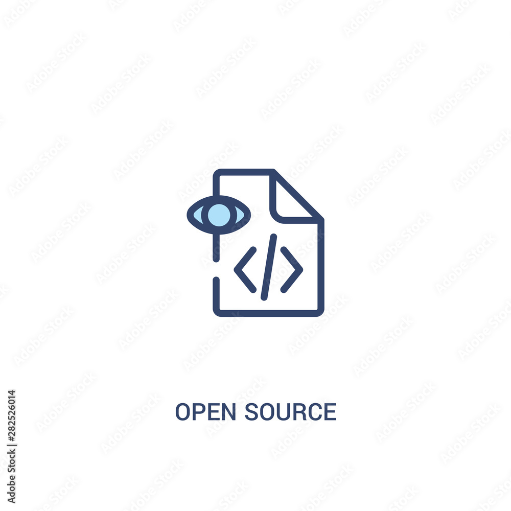 Poster open source concept 2 colored icon. simple line element illustration. outline blue open source symbo