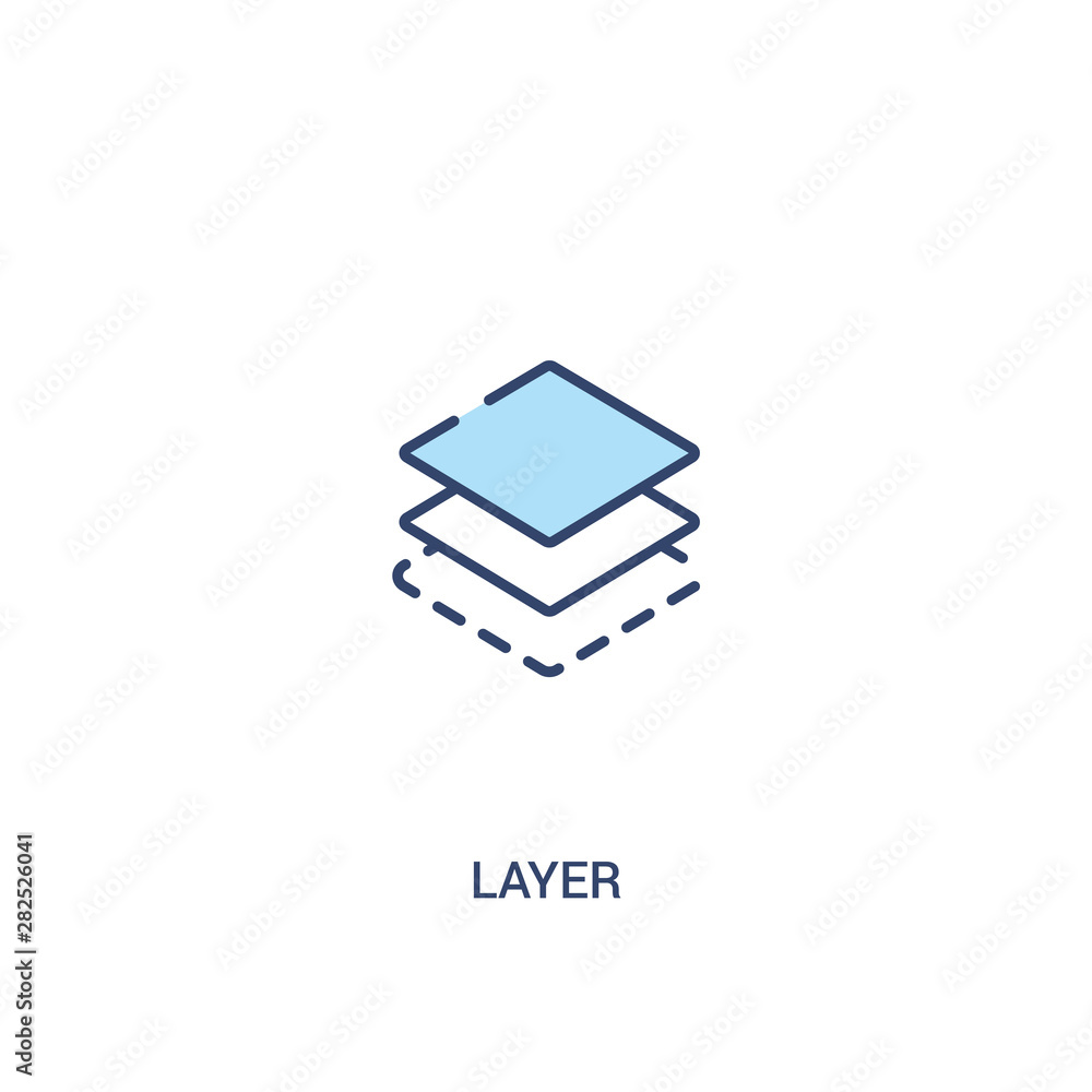 Poster layer concept 2 colored icon. simple line element illustration. outline blue layer symbol. can be us