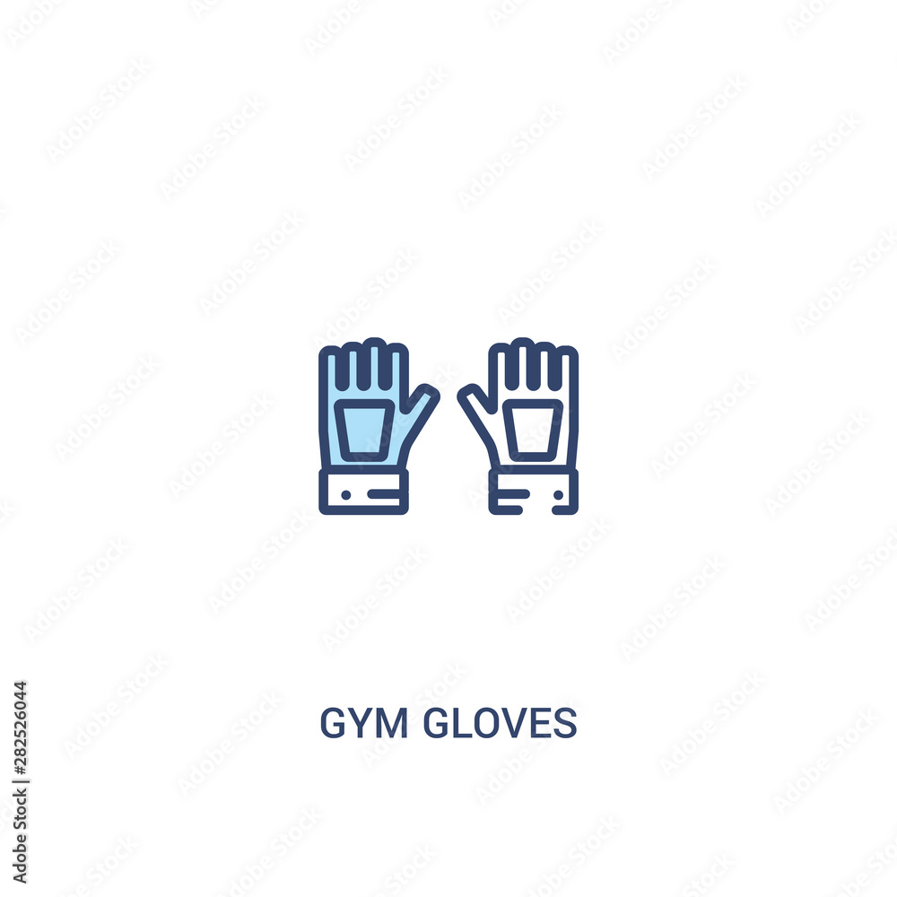 Poster gym gloves concept 2 colored icon. simple line element illustration. outline blue gym gloves symbol.