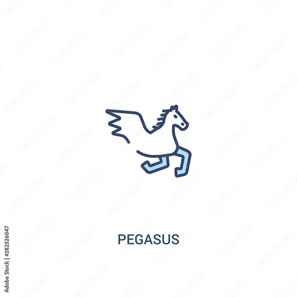 Poster pegasus concept 2 colored icon. simple line element illustration. outline blue pegasus symbol. can b