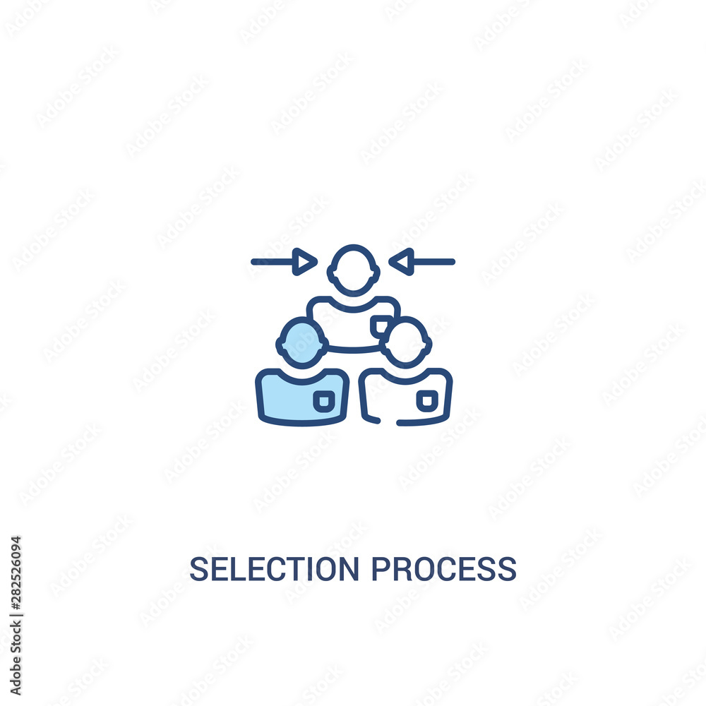 Poster selection process concept 2 colored icon. simple line element illustration. outline blue selection p