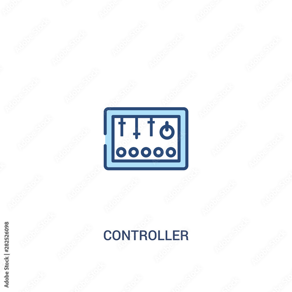 Poster controller concept 2 colored icon. simple line element illustration. outline blue controller symbol.