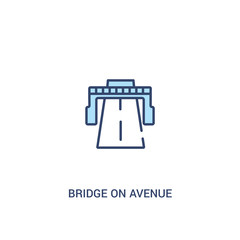 bridge on avenue perspective concept 2 colored icon. simple line element illustration. outline blue bridge on avenue perspective symbol. can be used for web and mobile ui/ux.