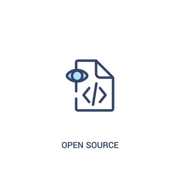 open source concept 2 colored icon. simple line element illustration. outline blue open source symbol. can be used for web and mobile ui/ux.