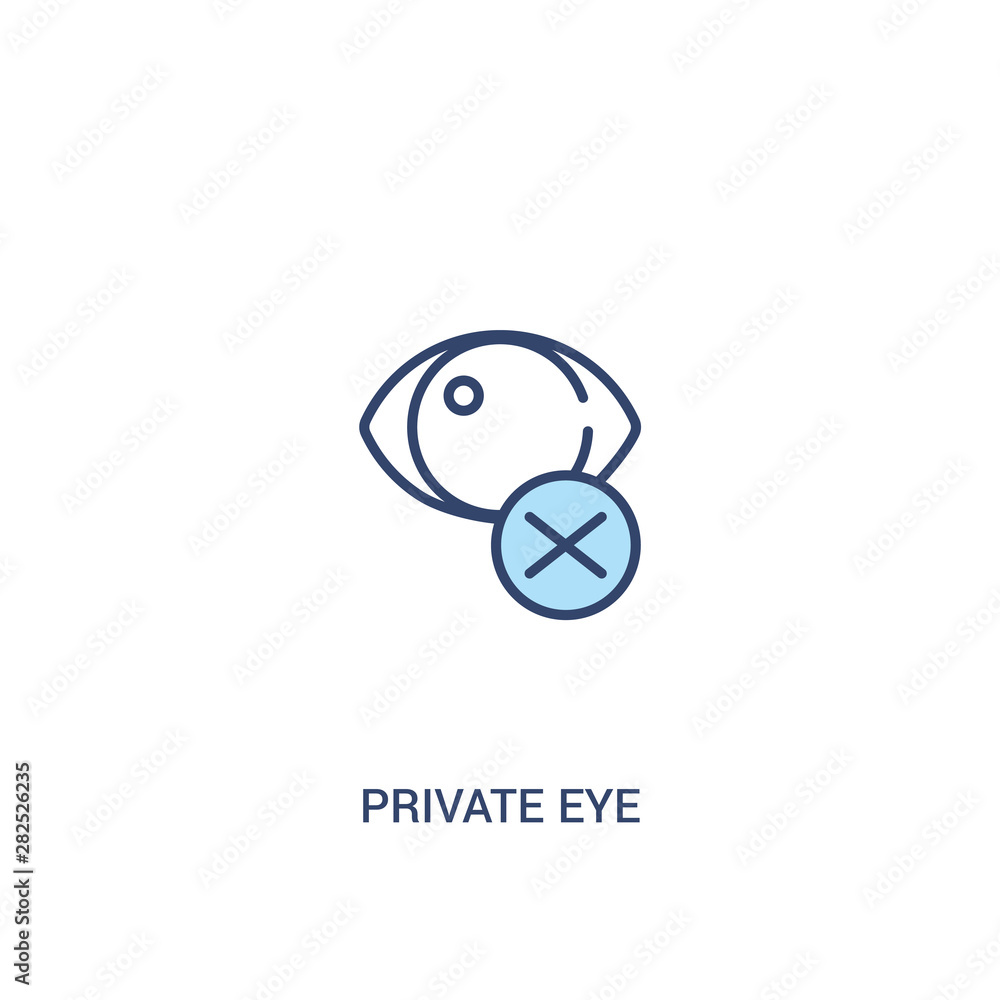 Poster private eye concept 2 colored icon. simple line element illustration. outline blue private eye symbo