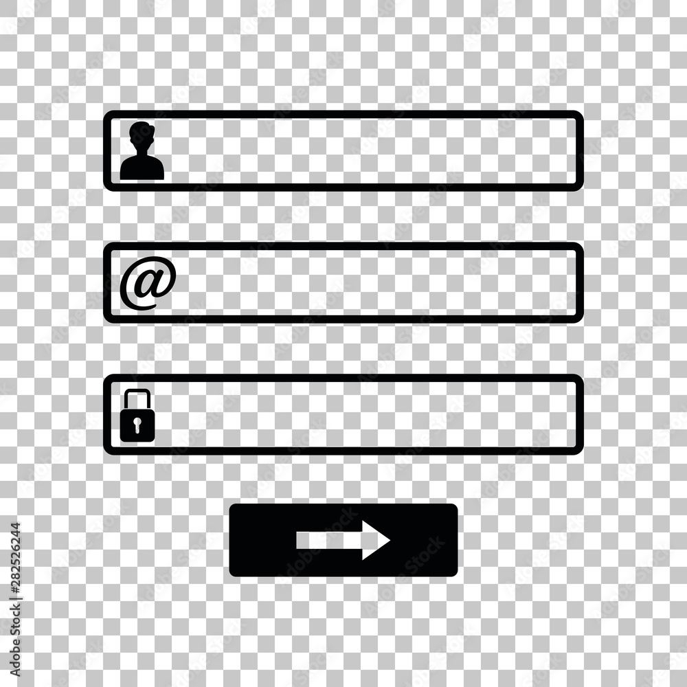 Aufkleber web browser window with login page sign. black icon on transparent background. illustration.