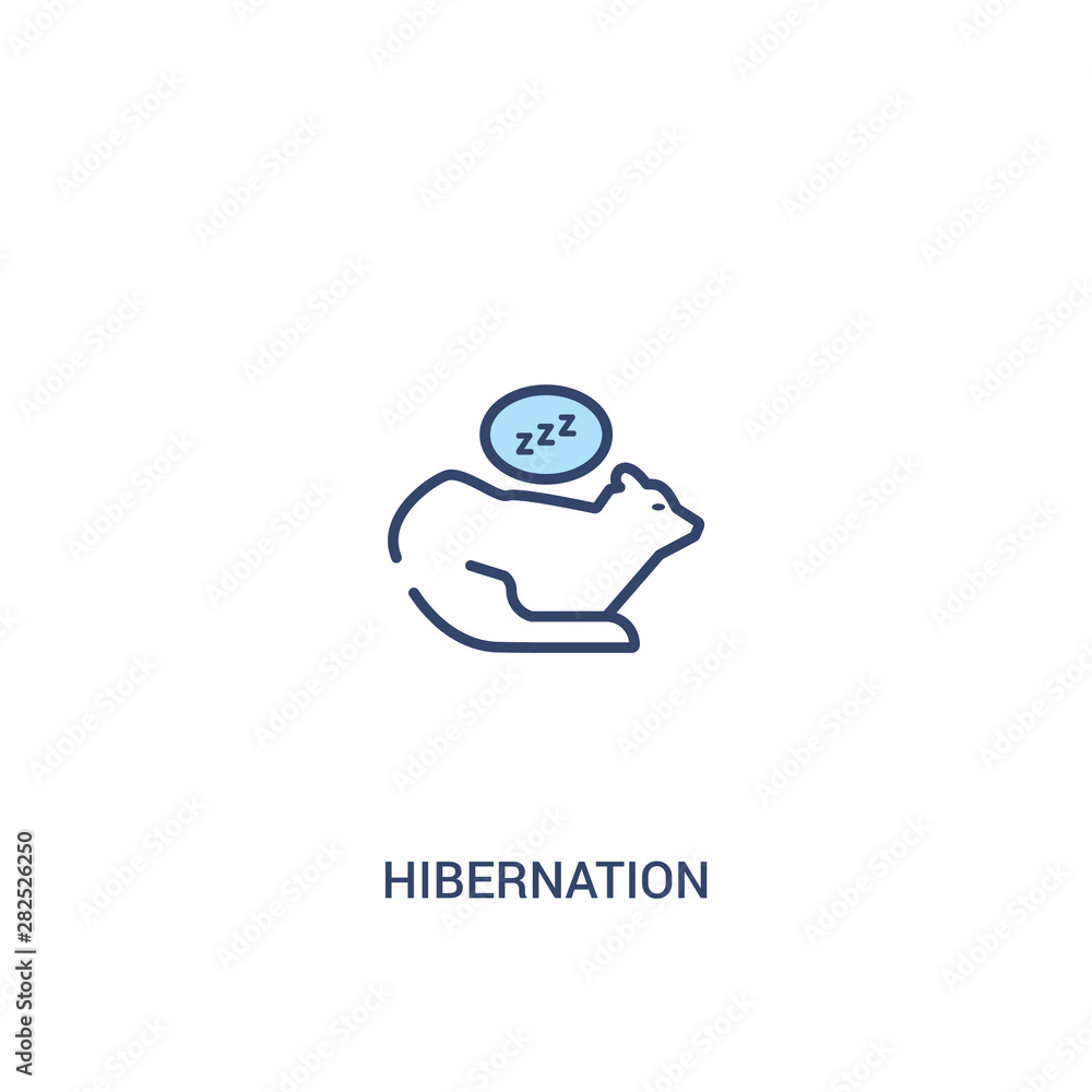Poster hibernation concept 2 colored icon. simple line element illustration. outline blue hibernation symbo