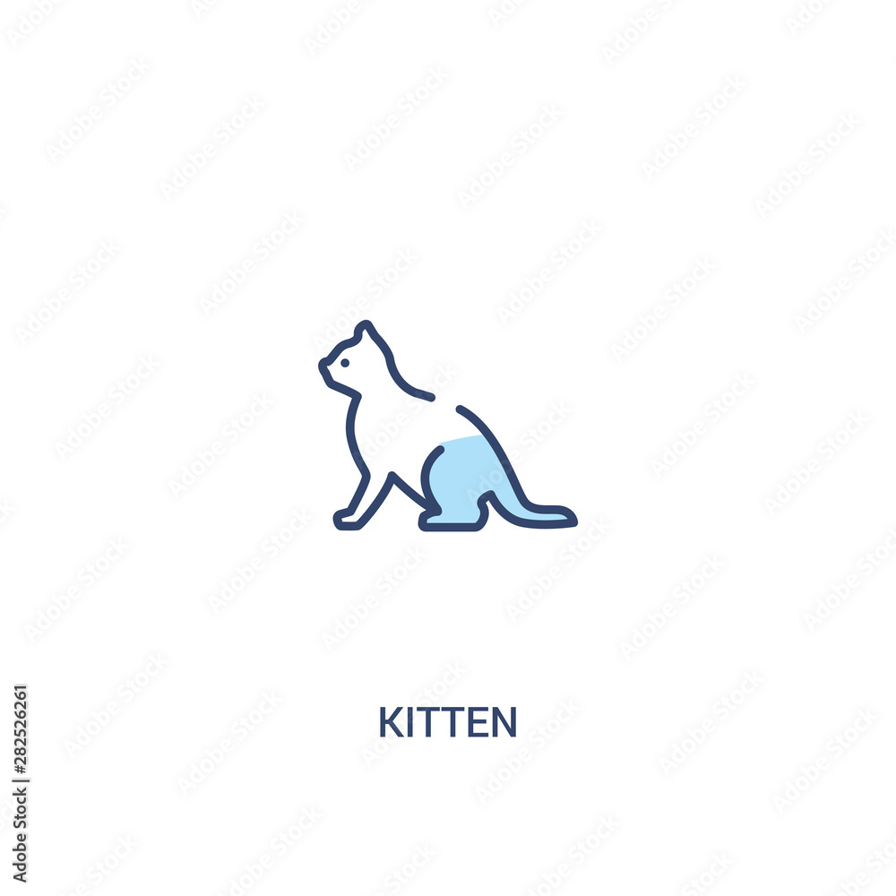 Poster kitten concept 2 colored icon. simple line element illustration. outline blue kitten symbol. can be 