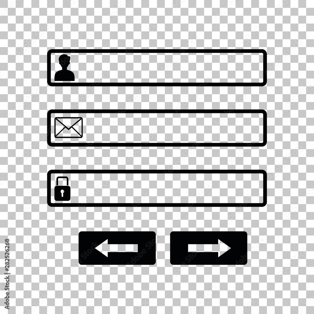 Aufkleber web browser window with login page sign. black icon on transparent background. illustration.