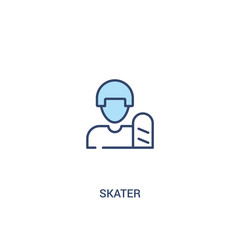skater concept 2 colored icon. simple line element illustration. outline blue skater symbol. can be used for web and mobile ui/ux.