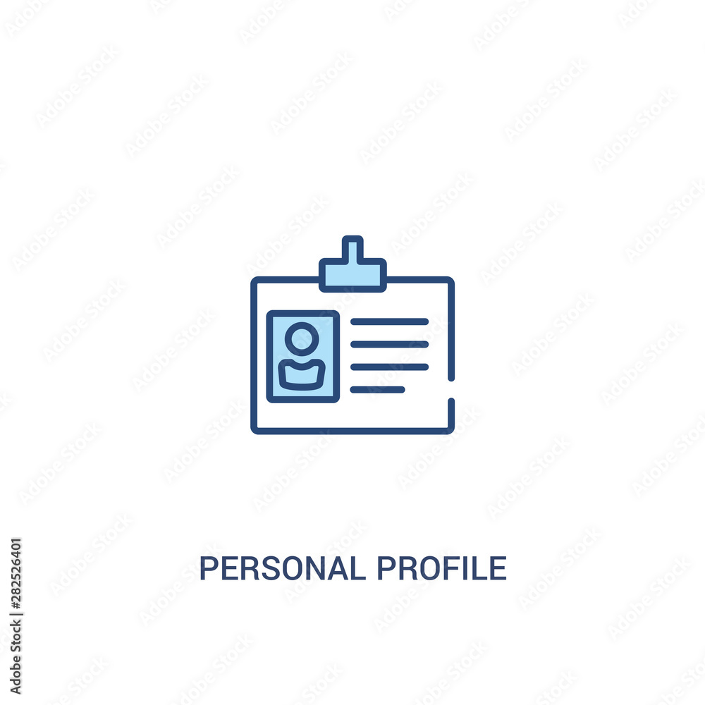 Poster personal profile concept 2 colored icon. simple line element illustration. outline blue personal pro