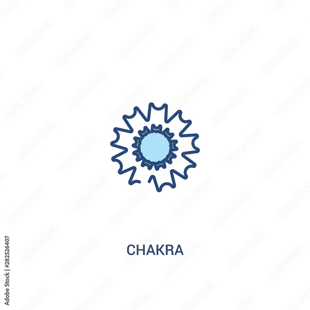 Poster chakra concept 2 colored icon. simple line element illustration. outline blue chakra symbol. can be 