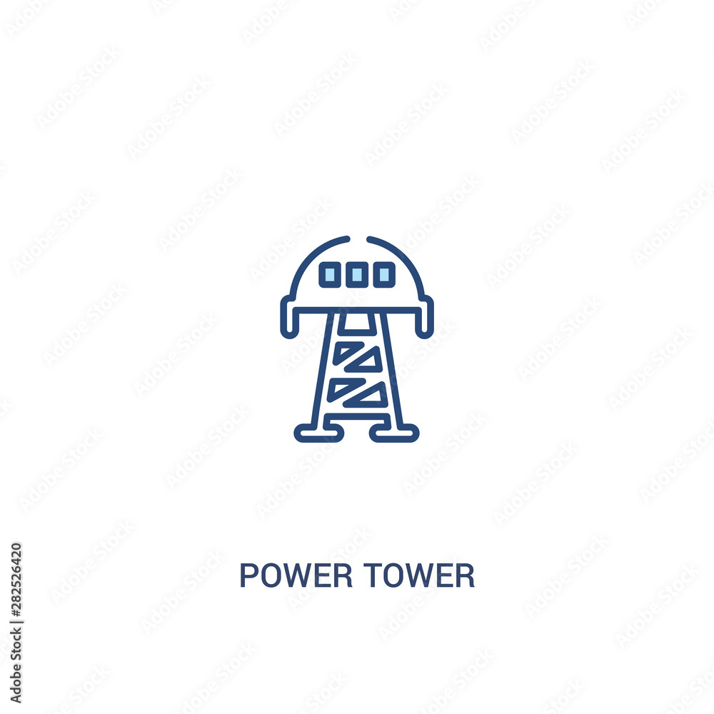 Poster power tower concept 2 colored icon. simple line element illustration. outline blue power tower symbo
