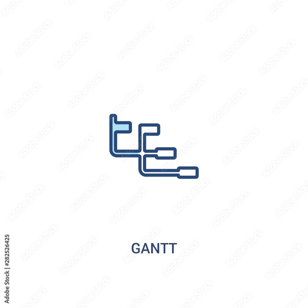 Poster gantt concept 2 colored icon. simple line element illustration. outline blue gantt symbol. can be us