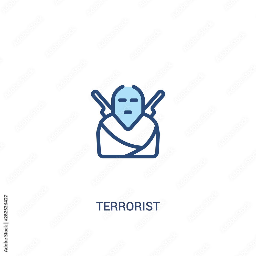Aufkleber terrorist concept 2 colored icon. simple line element illustration. outline blue terrorist symbol. c