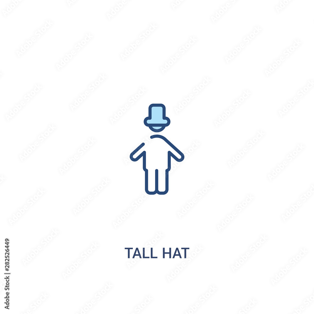 Poster tall hat concept 2 colored icon. simple line element illustration. outline blue tall hat symbol. can