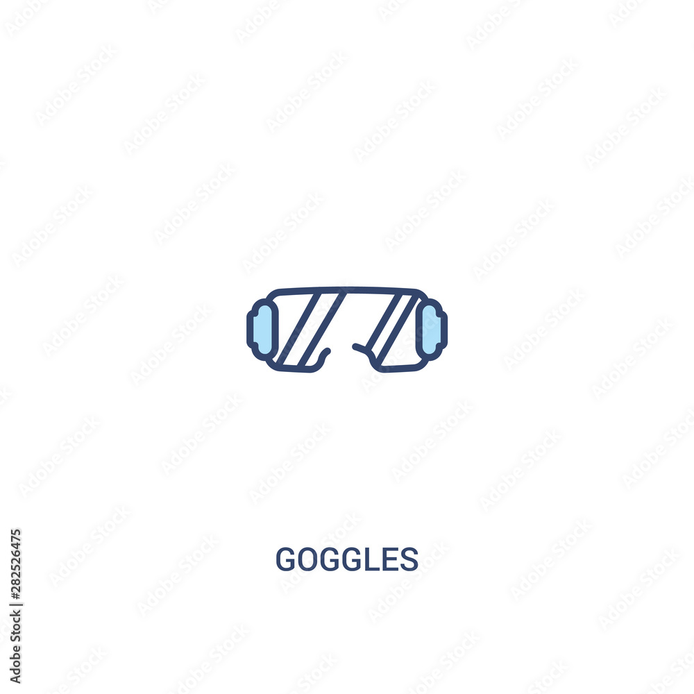 Poster goggles concept 2 colored icon. simple line element illustration. outline blue goggles symbol. can b