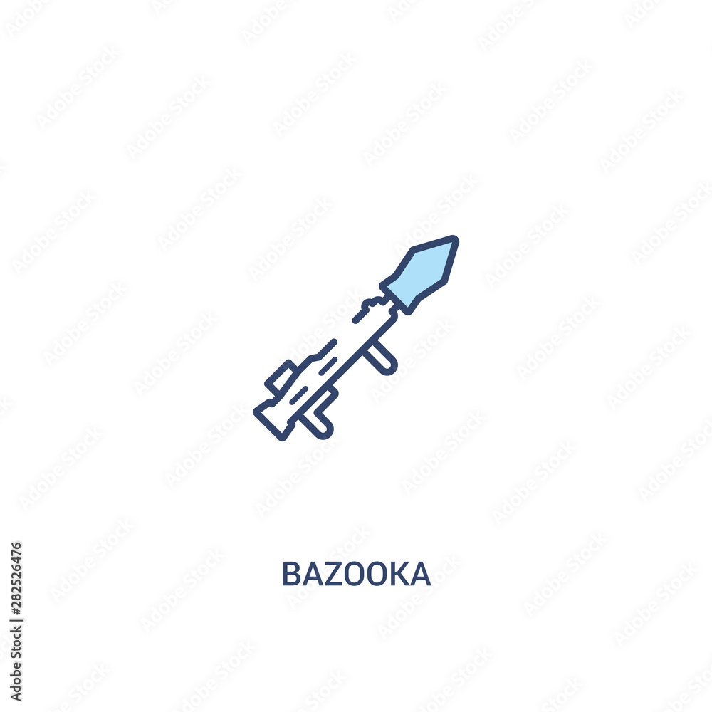 Poster bazooka concept 2 colored icon. simple line element illustration. outline blue bazooka symbol. can b