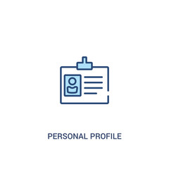 personal profile concept 2 colored icon. simple line element illustration. outline blue personal profile symbol. can be used for web and mobile ui/ux.
