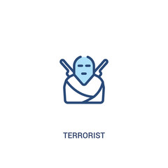 terrorist concept 2 colored icon. simple line element illustration. outline blue terrorist symbol. can be used for web and mobile ui/ux.