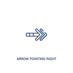 arrow pointing right concept 2 colored icon. simple line element illustration. outline blue arrow pointing right symbol. can be used for web and mobile ui/ux.