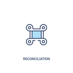 reconciliation concept 2 colored icon. simple line element illustration. outline blue reconciliation symbol. can be used for web and mobile ui/ux.