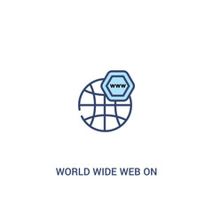 Fototapeta premium world wide web on grid concept 2 colored icon. simple line element illustration. outline blue world wide web on grid symbol. can be used for web and mobile ui/ux.