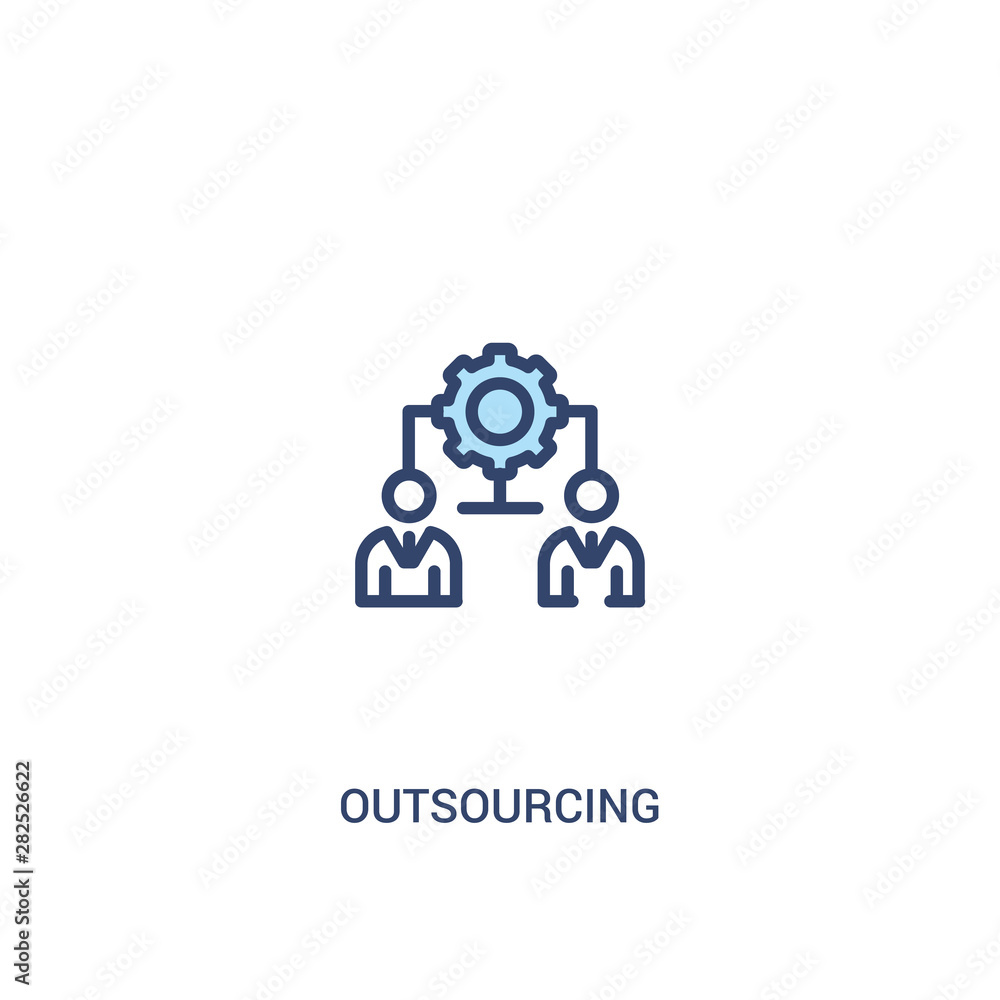 Aufkleber outsourcing concept 2 colored icon. simple line element illustration. outline blue outsourcing symbo