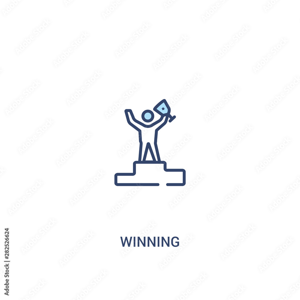 Aufkleber winning concept 2 colored icon. simple line element illustration. outline blue winning symbol. can b