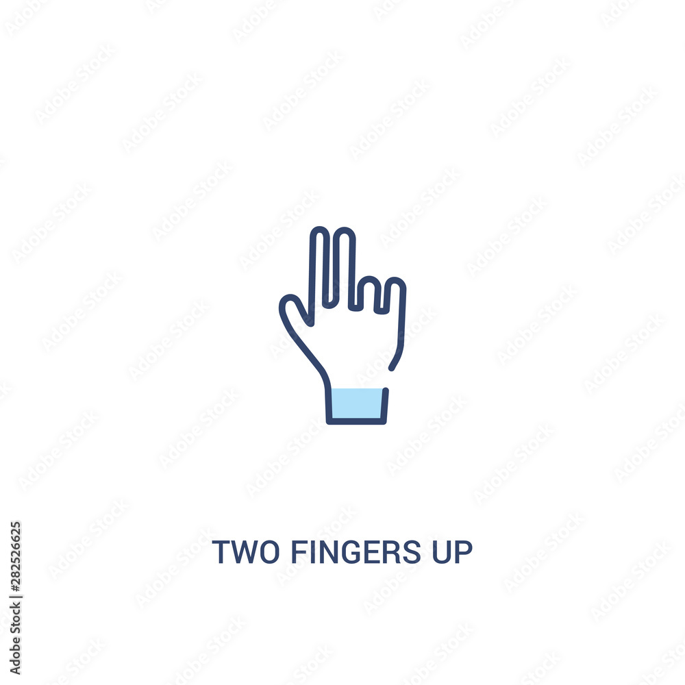 Poster two fingers up concept 2 colored icon. simple line element illustration. outline blue two fingers up