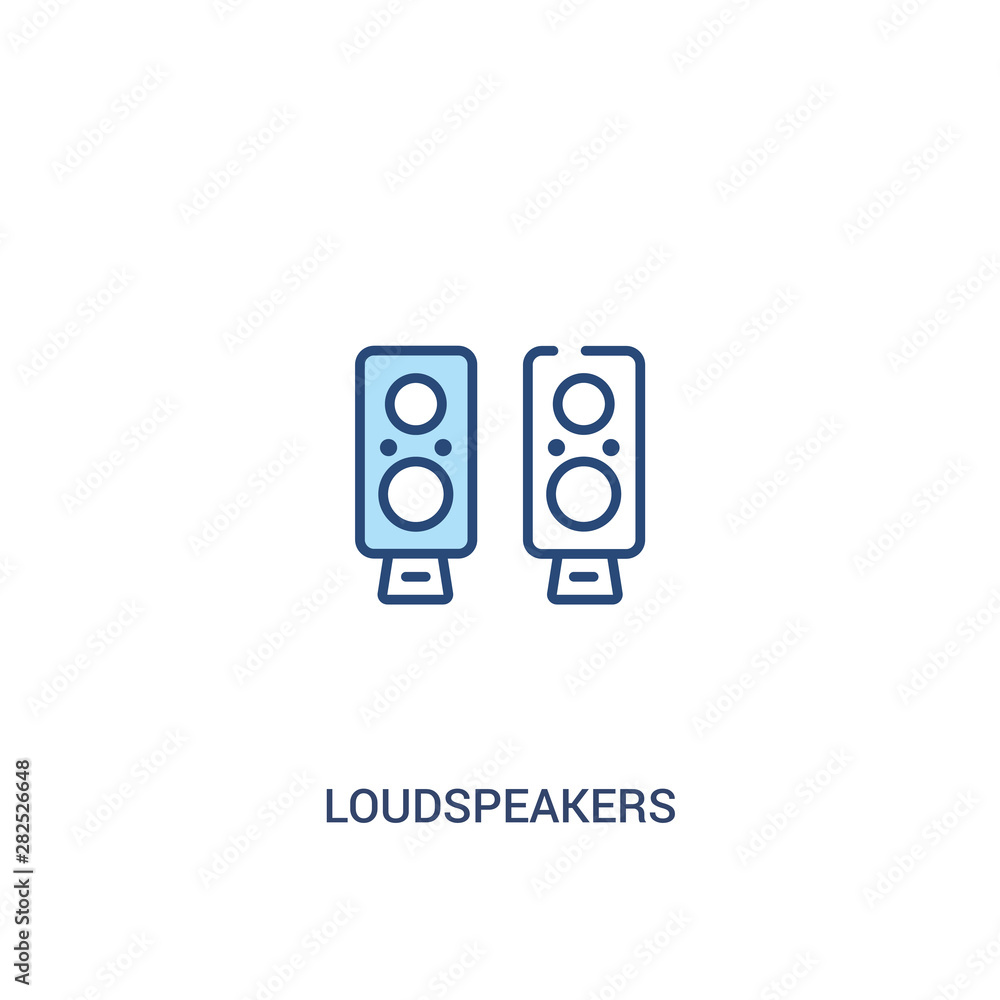 Poster loudspeakers concept 2 colored icon. simple line element illustration. outline blue loudspeakers sym