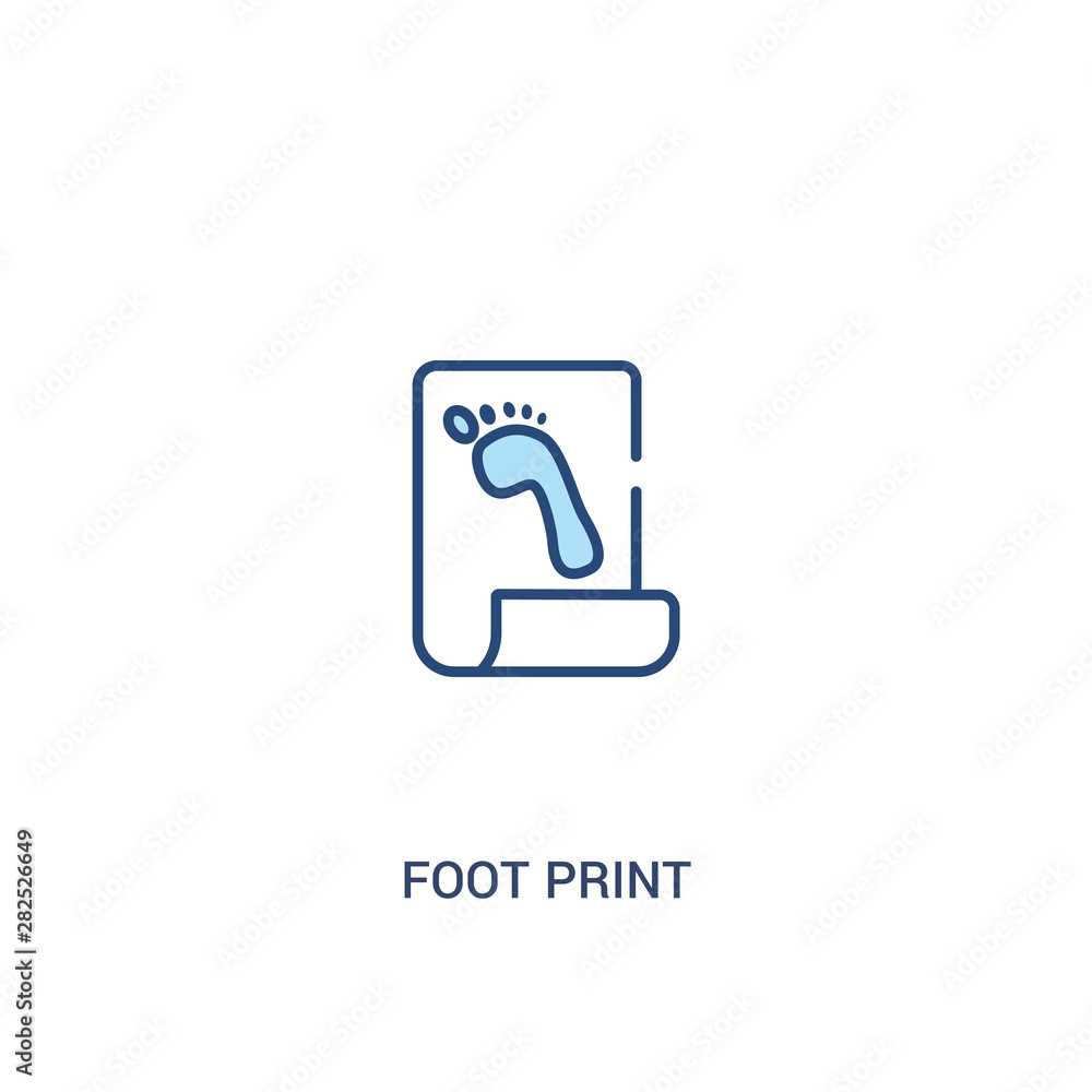 Aufkleber foot print concept 2 colored icon. simple line element illustration. outline blue foot print symbol.