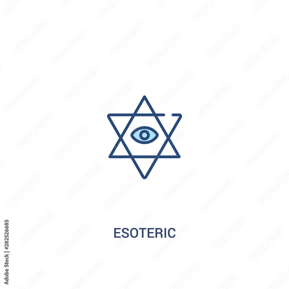 Poster esoteric concept 2 colored icon. simple line element illustration. outline blue esoteric symbol. can