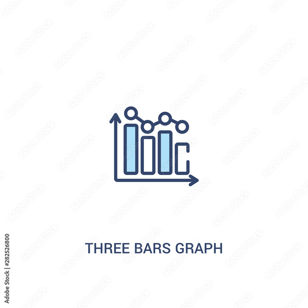Poster three bars graph concept 2 colored icon. simple line element illustration. outline blue three bars g