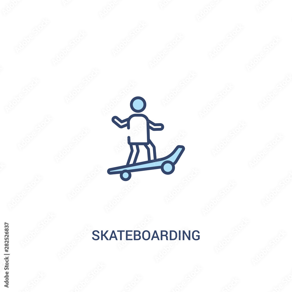 Poster skateboarding concept 2 colored icon. simple line element illustration. outline blue skateboarding s