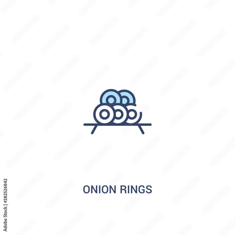 Poster onion rings concept 2 colored icon. simple line element illustration. outline blue onion rings symbo