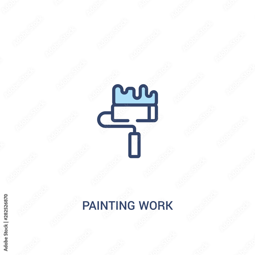Poster painting work concept 2 colored icon. simple line element illustration. outline blue painting work s