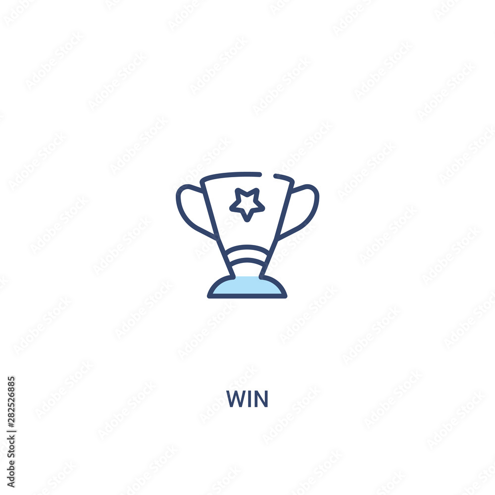 Poster win concept 2 colored icon. simple line element illustration. outline blue win symbol. can be used f