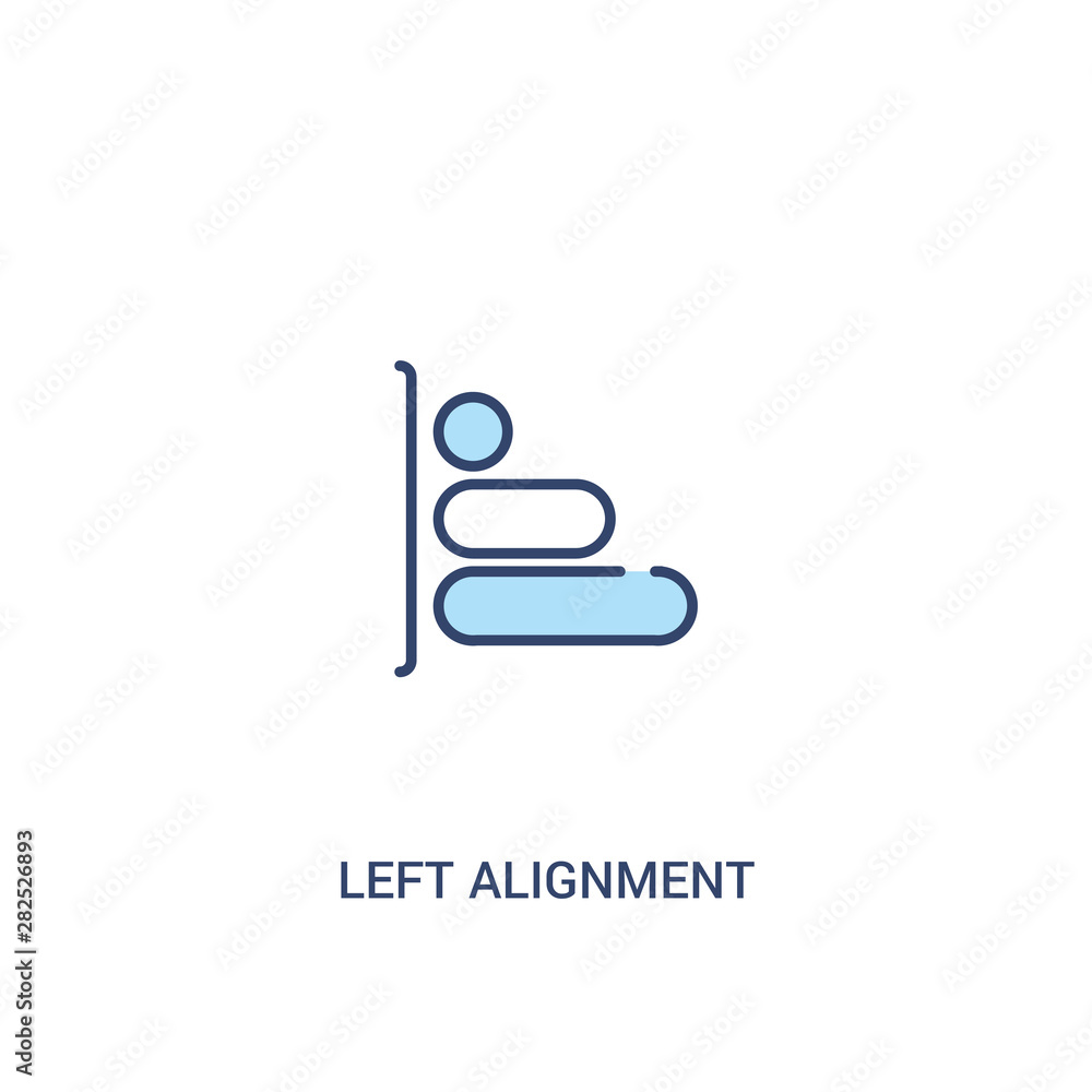 Poster left alignment concept 2 colored icon. simple line element illustration. outline blue left alignment